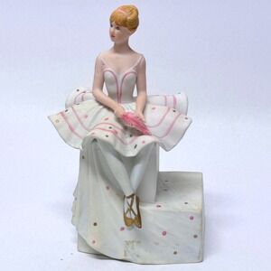 Vintage 1988 Schmid Ballerina Music Box Dancer Porcelain Figurine Boxed